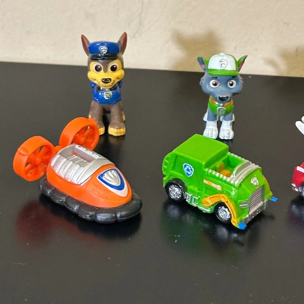 Paw Patrol Mini Figures and Vehicles Lot Chase Marshall Skye Rubble Rocky
